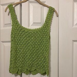 Vibrant Green Cropped Textured Tank Top